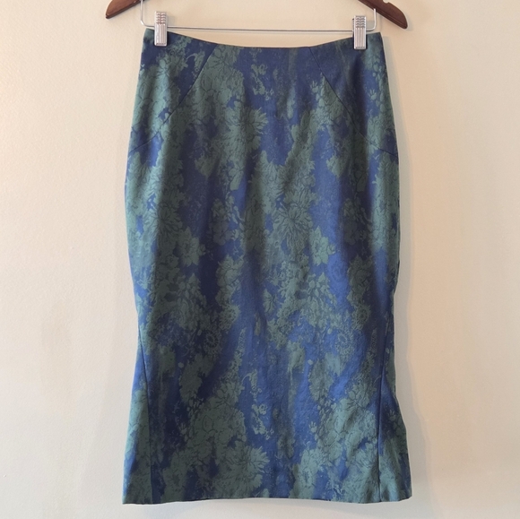 Zac Posen Vintage Jacquard Printed Mermaid Pinup Feminine Knee Skirt Size 4 - Picture 5 of 13